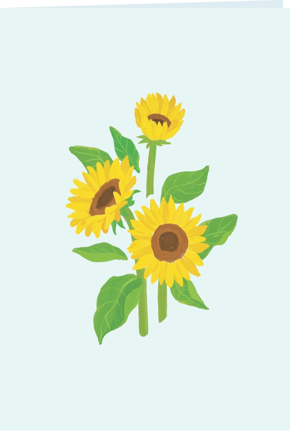 3D Sonnenblumenstrauss auf hellblauer Pop-Up Grusskarte Cover
