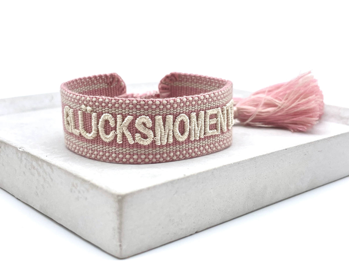 Armband GLÜCKSMOMENTE Statement – gewebt & bestickt
