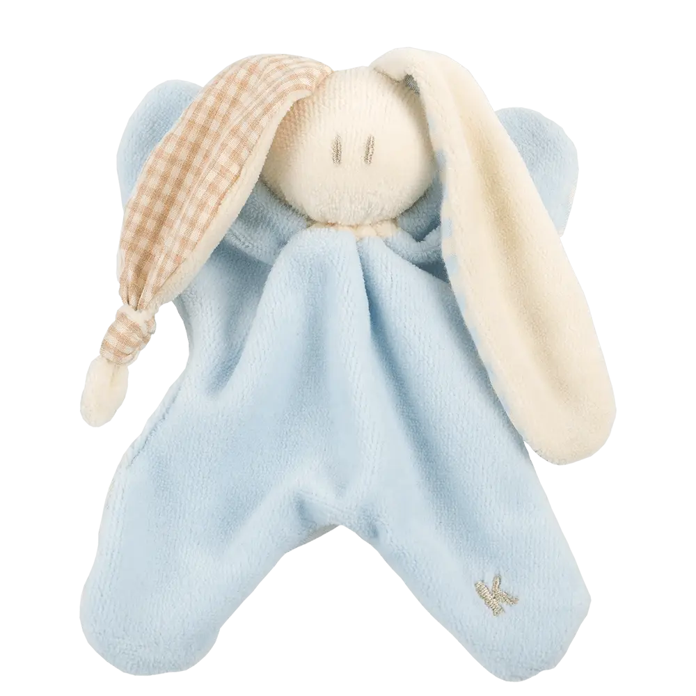 Baby-Kuscheltuch Hase aus Bio-Baumwolle in Himmelblau
