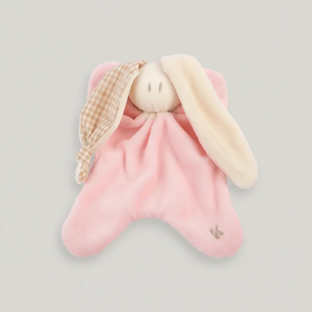 Baby-Kuscheltuch Hase aus Bio-Baumwolle in Lachsrosa
