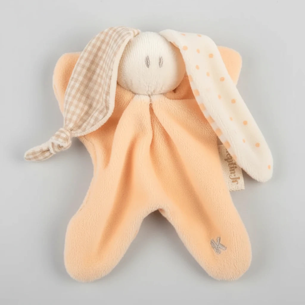 Baby-Kuscheltuch Hase aus Bio-Baumwolle in Pfirsichorange
