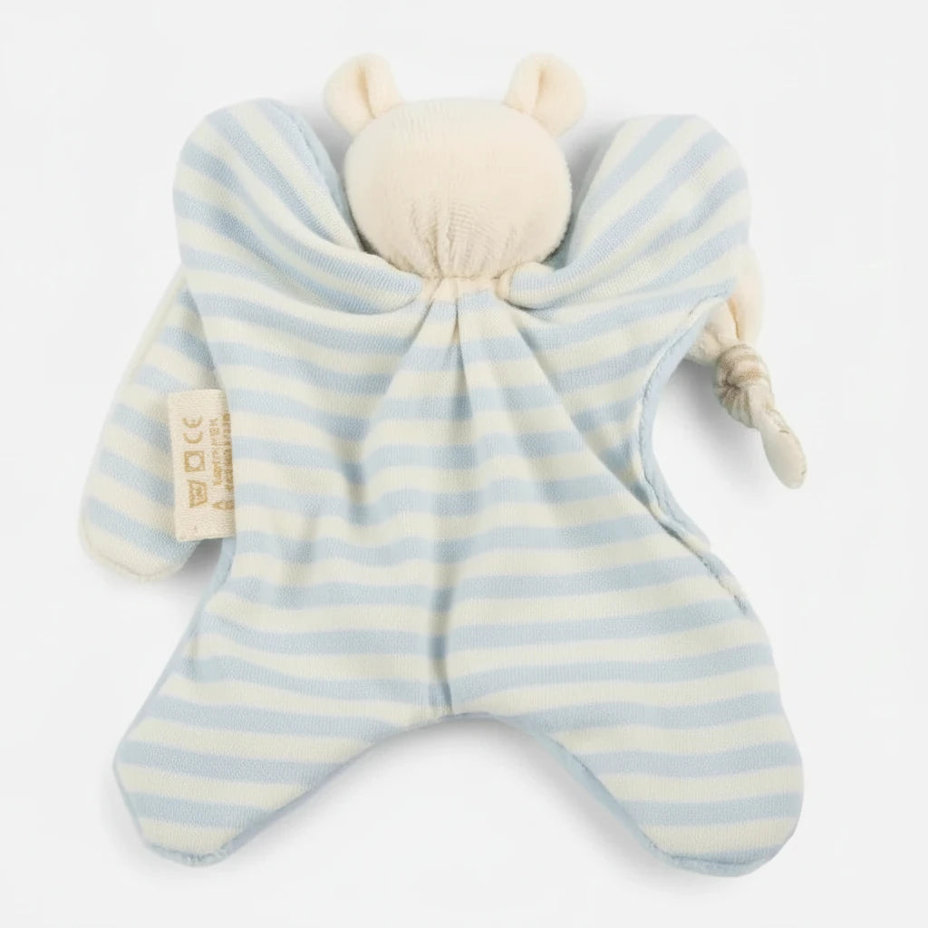 Baby-Kuscheltuch Hase in Himmelblau gestreift
