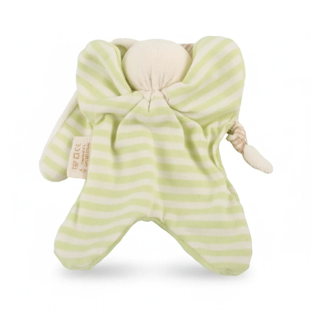 Baby-Kuscheltuch Hase in Limettengrün gestreift
