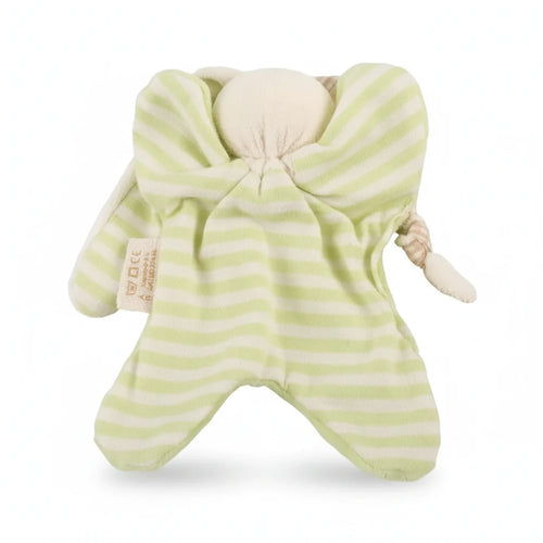 Baby-Kuscheltuch Hase in Limettengrün gestreift
