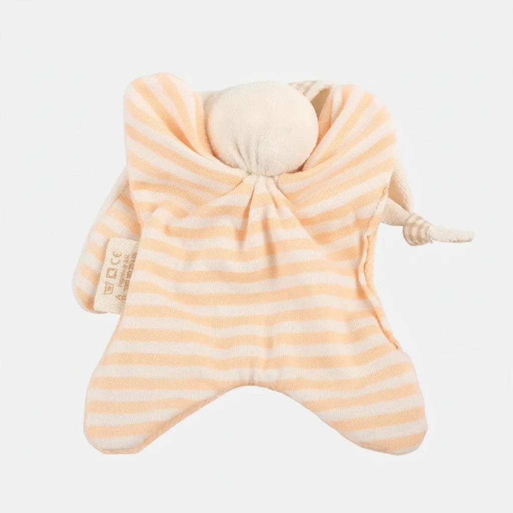 Baby-Kuscheltuch Hase in Pfirsichorange gestreift
