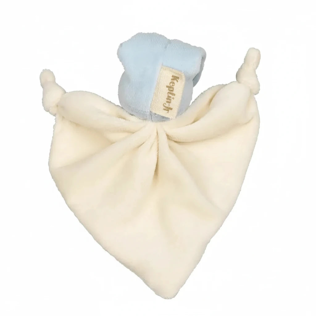 Baby-Schmusetuch & Kuscheltuch Rückseite in Blau
