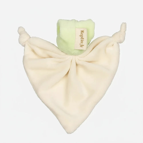 Baby-Schmusetuch in Limettengrün Rückseite zum Kuscheln und Greifen
