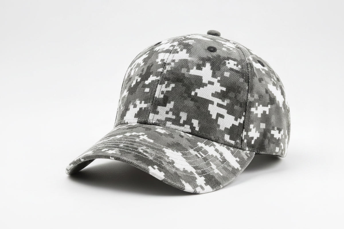 Baseballkappe mit Tarnmuster in Grau und Weiss