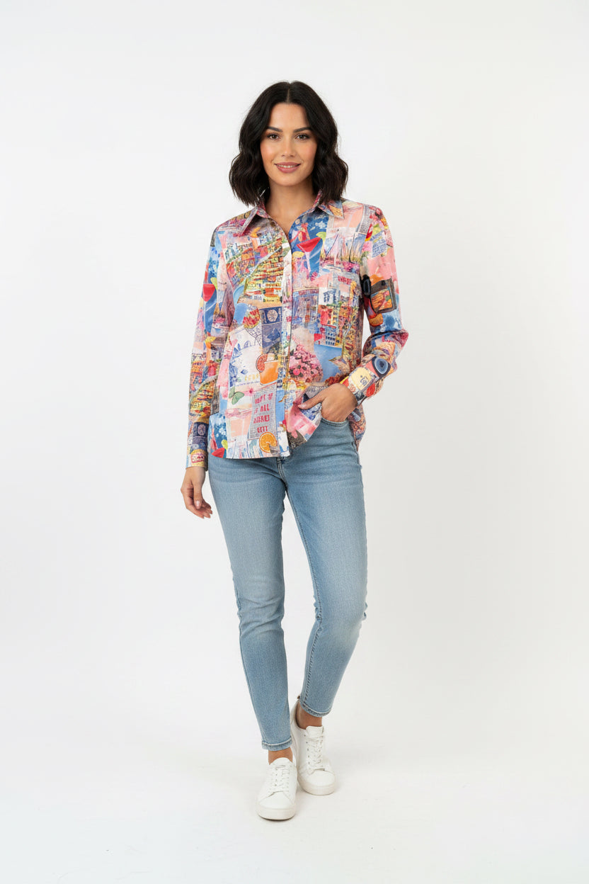 Bluse Italian Summer in Multicolor – getragen