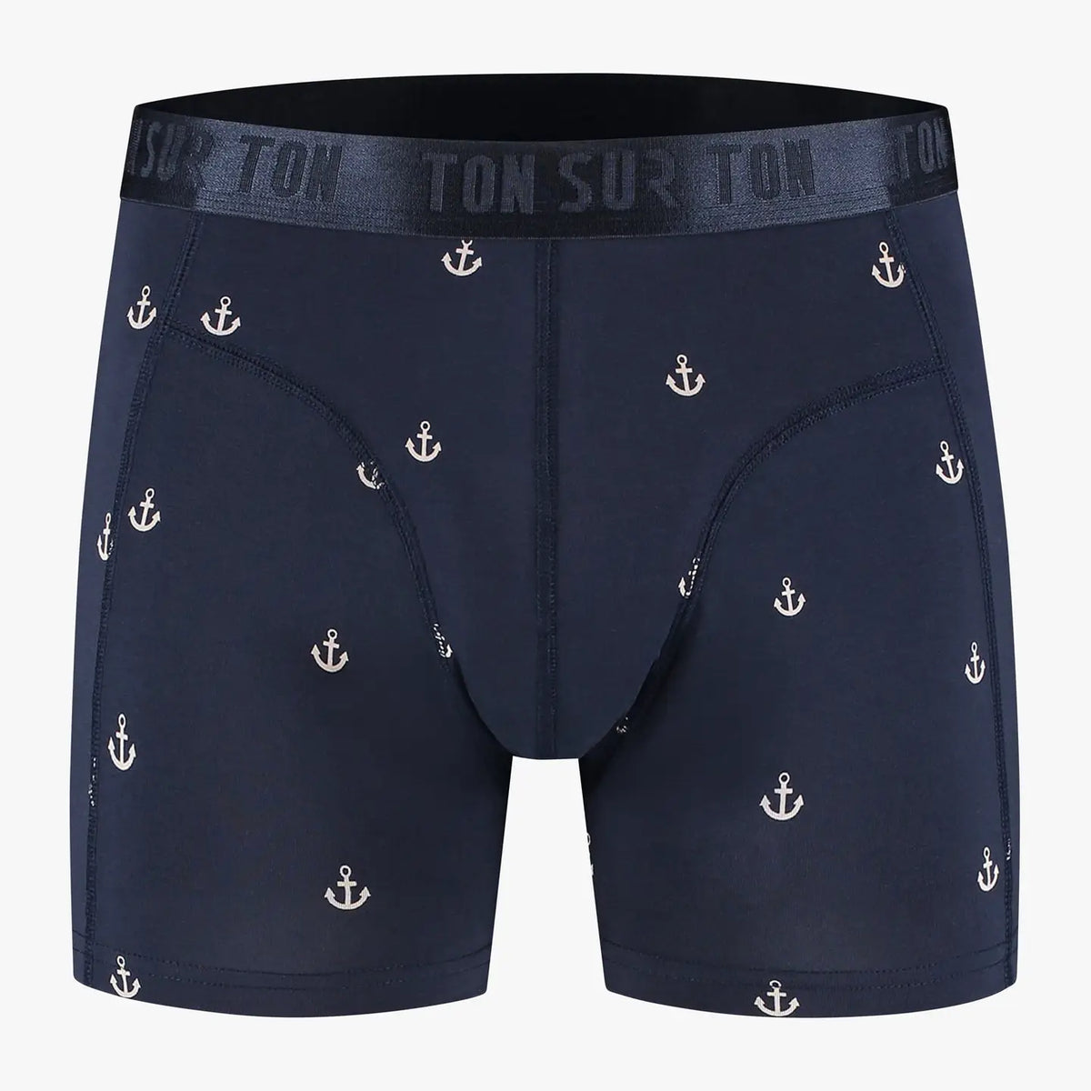 Dunkelblaue Herren-Boxershorts mit Anker-Motiv
