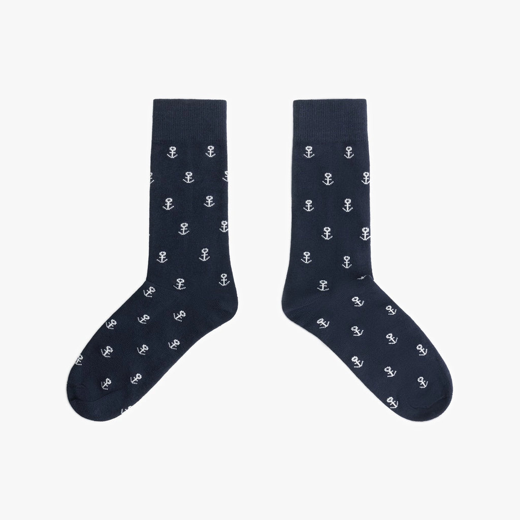 Dunkelblaue Socken mit Anker-Motiv Seitlich