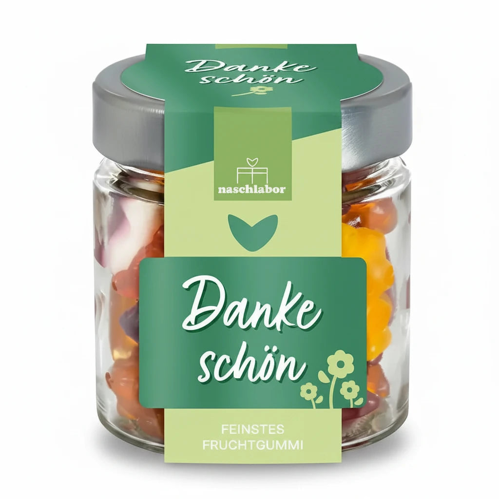 Fruchtgummi Dankeschön 120 g im Geschenkglas