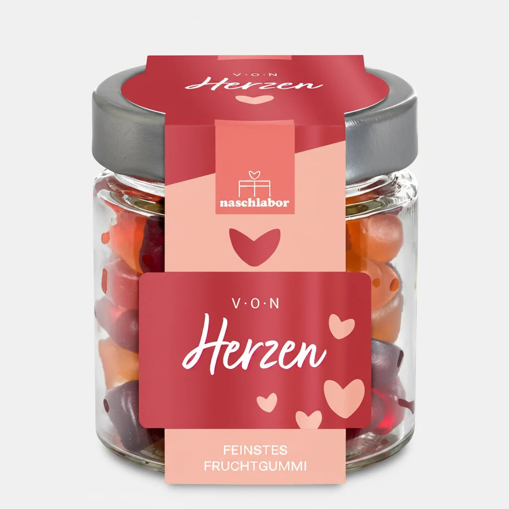 Fruchtgummi Von Herzen 120 g im Geschenkglas