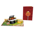 Gasgrill Pop-Up Karte mit detailreicher 3D BBQ Gartenszene