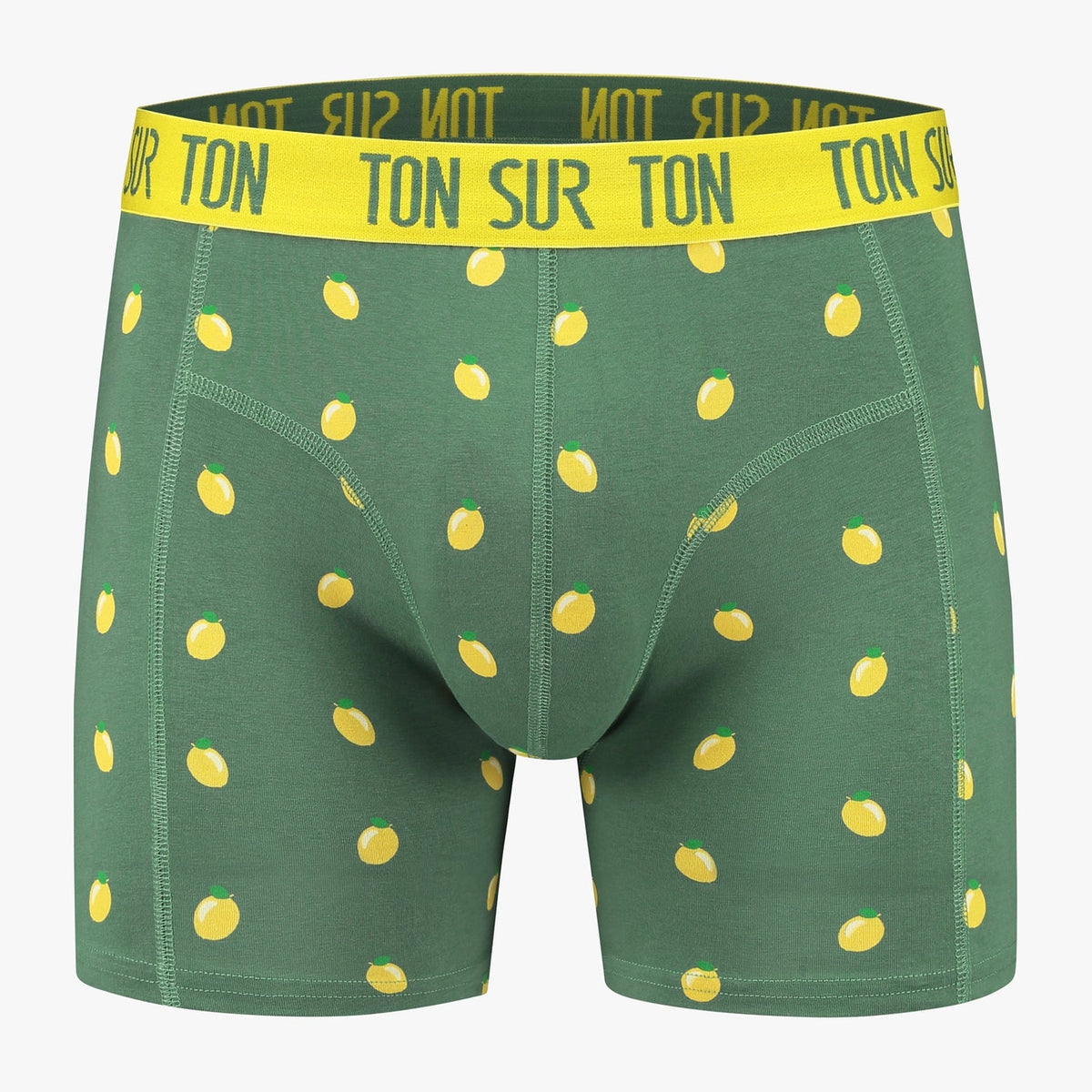 Grüne Herren-Boxershorts mit gelbem Zitronen-Motiv