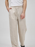 Herren-Leinenhose in Beige mit elastischem Bund
