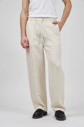 Herren-Leinenhose in Naturbeige mit elastischem Bund
