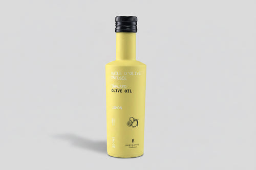 Olivenöl mit Zitrone 250 ml in gelber COLORFUL Designflasche

