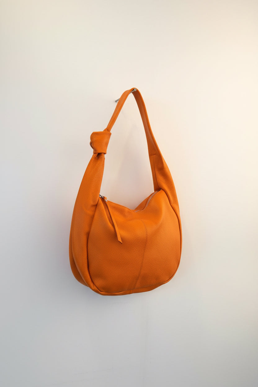 Orange Ledertasche aus Echtleder Made in Italy