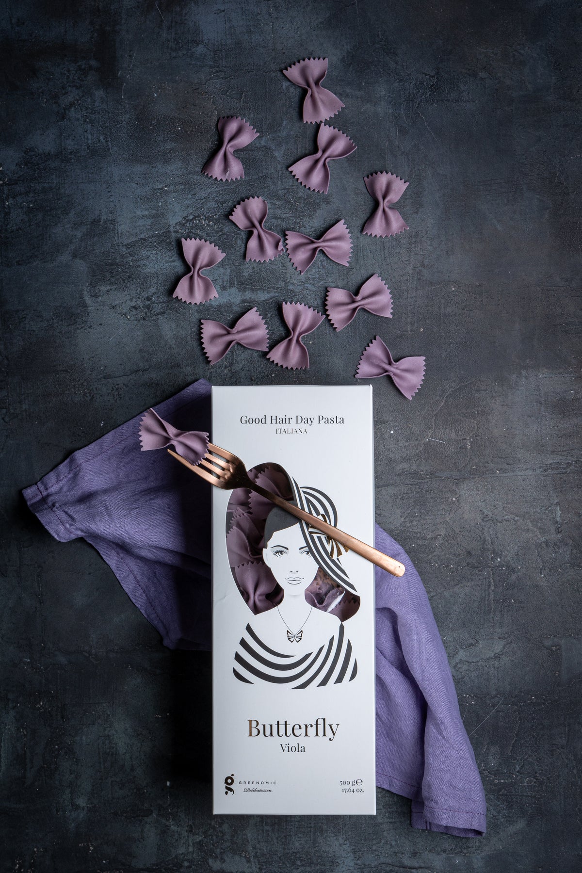 Pasta Butterfly Viola mit violetten Farfalle

