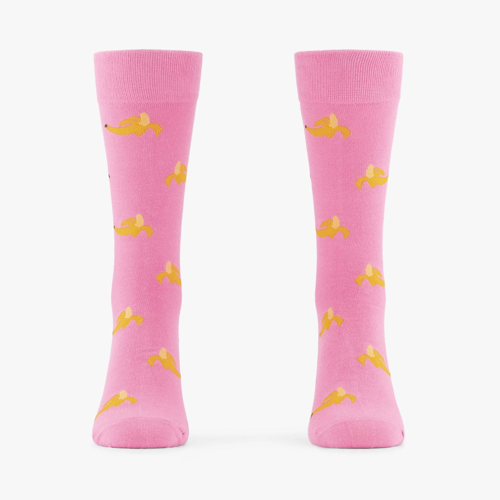 Pinke Socken aus Bio-Baumwolle mit Bananen-Motiv
