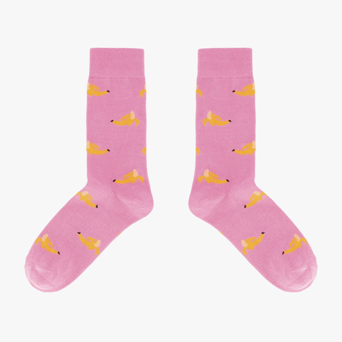 Pinke Socken aus Bio-Baumwolle mit Bananen-Motiv Seitlich