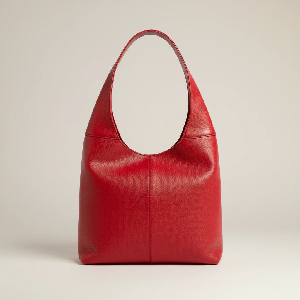 Rote Shopper-Ledertasche aus Echtleder Made in Italy