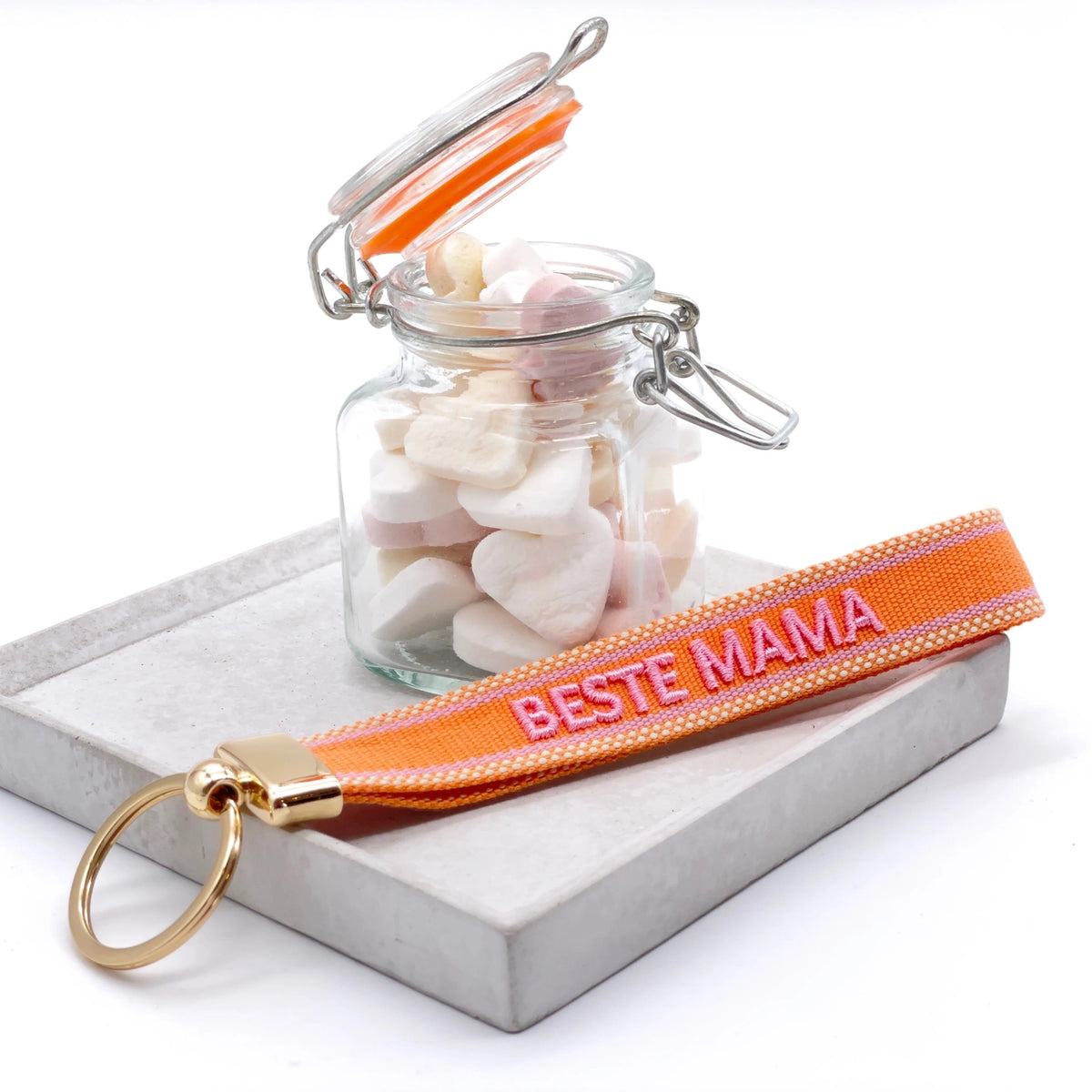 Schlüsselanhänger BESTE MAMA in Orange und Rosa