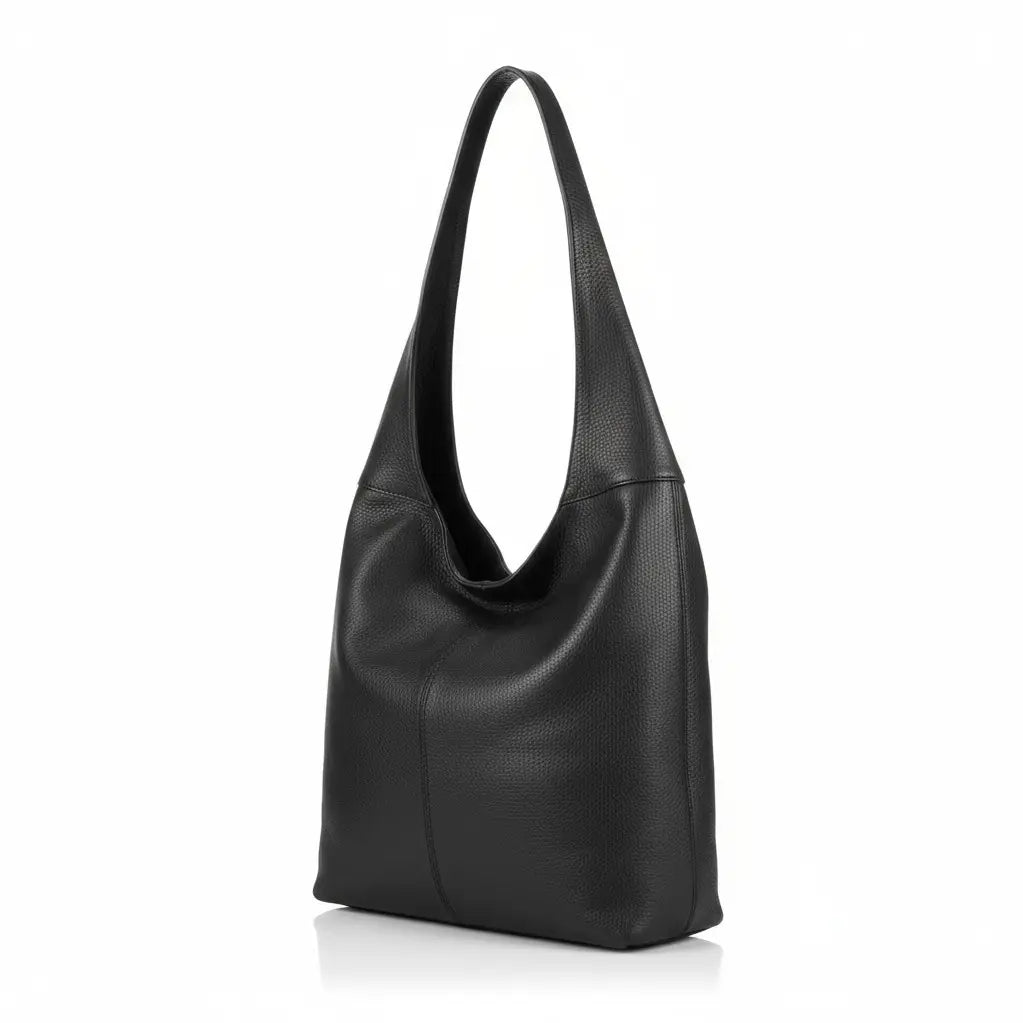 Schwarze Shopper-Ledertasche aus Echtleder Made in Italy