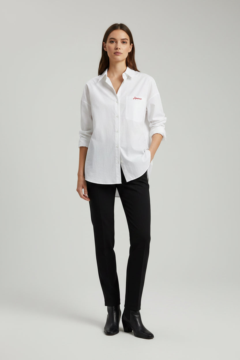Weisse Oversize-Bluse Amour aus Baumwolle mit Brusttasche