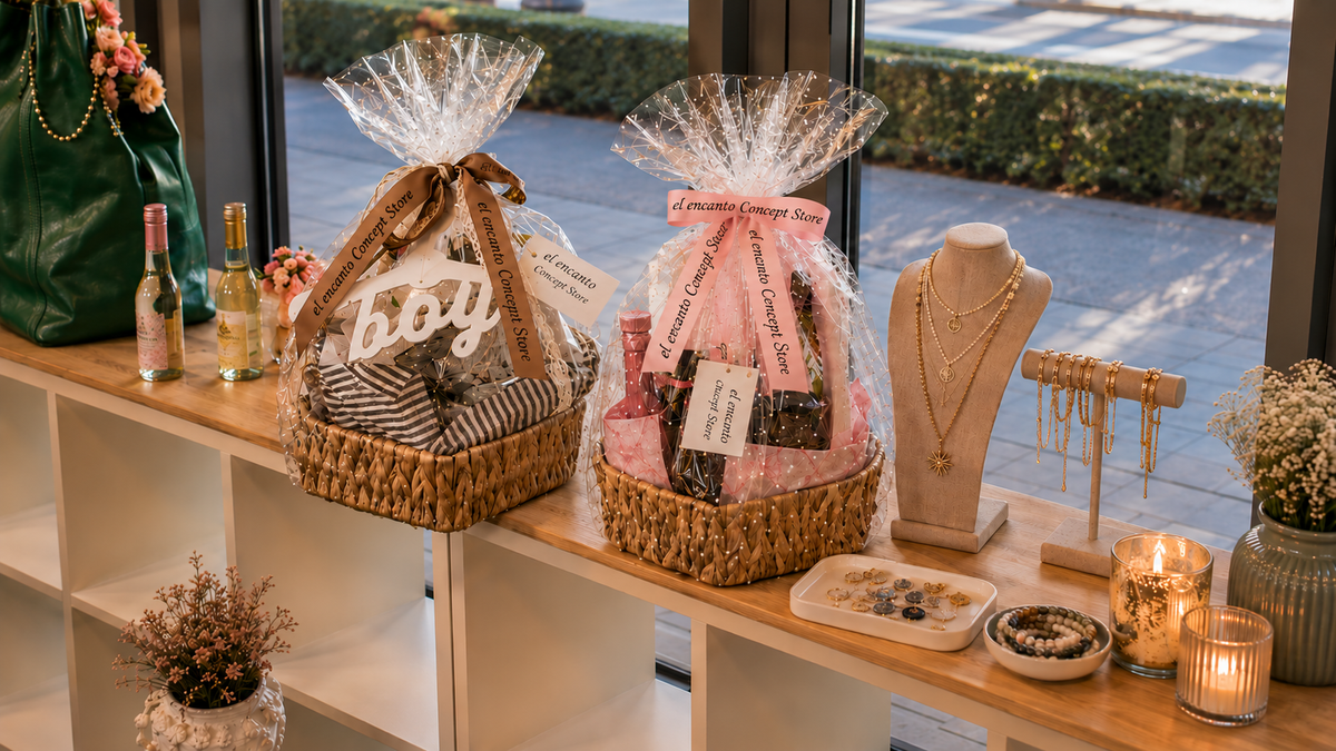 Schaufenster Geschenkideen und Geschenkarrangements im el encanto Concept Store in Zürich
